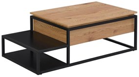 Tavolino con ripiano sollevabile MDF e Metallo Naturale e Nero - LUTESA