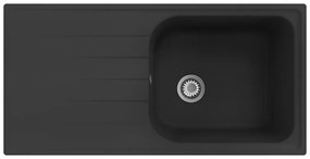 Lavello sopratop 1 vasca con gocciolatoio laterale destro o sinistro DELINIA Elbe quarzo L 50 x L 100 cm nero