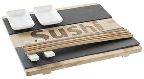 Set per Sushi DKD Home Decor Naturale Nero Lavagna Bambù (25 x 22 x 3 cm)