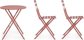 Set da pranzo da giardino color terracotta in acciaio per 2 persone Austin – Bizzotto