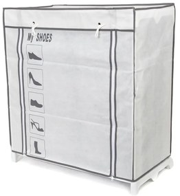 Scarpiera in tessuto bianco e nero Scarpe, 25 scomparti - Compactor