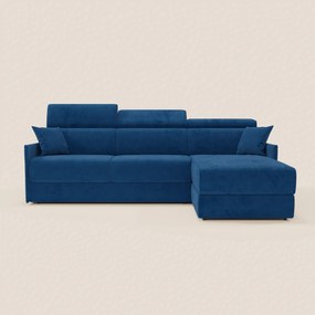 Miryam divano letto angolare compatto - poggiatesta reclinabili e penisola contenitore in tessuto smacchiabile T31