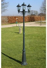Lampione Da Giardino 3 Bracci 215 Cm Verde Scuro/nero Alluminio /