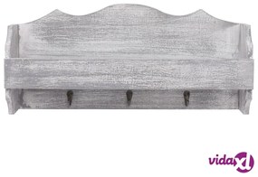 vidaXL Appendiabiti a Muro Grigio 50x10x23 cm in Legno