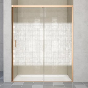 Porta doccia scorrevole L 118-119.5 cm x H 200 cm per nicchia in vetro smerigliato SP. 6 mm, profilo dorato, serie Jazz