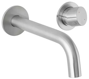 Miscelatore lavabo a muro satinato senza leva in acciaio inox Gemini