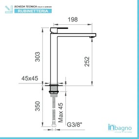 Miscelatore lavabo alto in ottone cromato Linea Italia