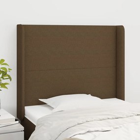 Testiera Ad Orecchio Marrone Scuro 93x16x118/128 Cm İn Tessuto /