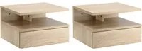 Set 2 Comodini Sospesi 1 Cassetto 1 Ripiano 35x32x22,5 cm in Legno Truciolare Rovere