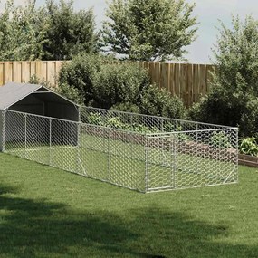 Cuccia Per Cani Da Esterno Con Recinto 8x2x1,5m Acciaio Zincato /