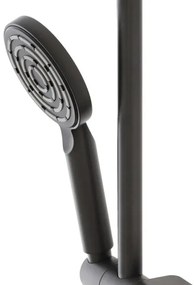 Saliscendi doccia 70 cm regolabile con doccetta tonda in ABS nero opaco Hidra