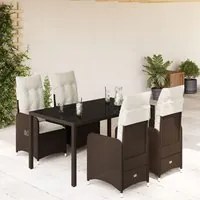 Set Bistr da Giardino 5 pz con Cuscini in Polyrattan Marrone 3277066