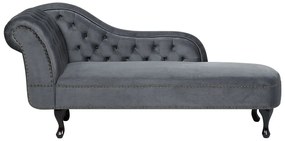 Chaise longue sinistra in velluto grigio NIMES Beliani