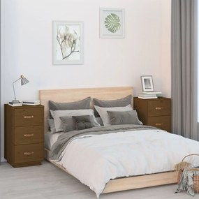 Comodini 2 Pz Ambra 40x40x75 Cm İn Legno Massello Di Pino /