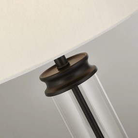 Lampada Scrivania Contemporanea Pedestal Acciaio Nero Vetro Bianco 1 Luce E27