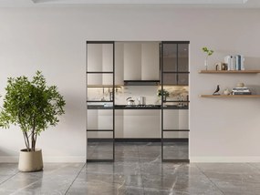 Porta scorrevole doppia con sistema a incasso alluminio e vetro temperato trasparente 2xH205xL63cm  - SINCA II