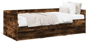 Divano letto con cassetti rovere fumo 90x200 cm multistrato