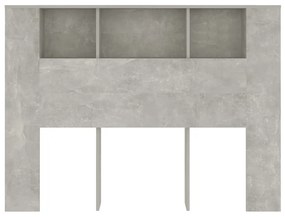 Testiera con scomparti grigio cemento 140x18,5x104,5 cm