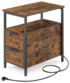 Tavolino d'appoggio con prese elettriche integrate e porte USB ROD marrone/nero