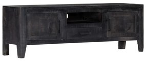 Mobile porta tv nero 118x30x40 cm in legno massello di mango