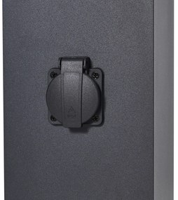 Lampada da terra moderna da esterno nera 80 cm con presa IP44 - Charlois