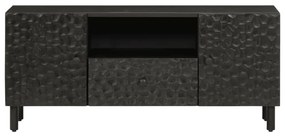 Mobile porta tv nero 105x33x46 cm in legno massello di mango