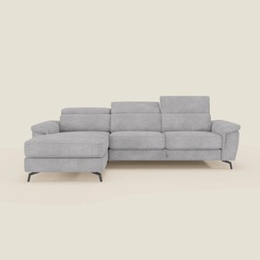 Estro Divano estraibile con chaise-longue e poggiatesta reclinabili in tessuto impermeabile T14 grigio chiaro