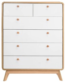 Cassettiera alta bianca con effetto rovere 81x104 cm Caitlin - Støraa