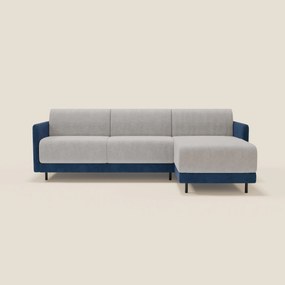 Narciso divano letto angolare con materasso alto 18 cm e penisola contenitore in tessuto bicolore impermeabile T11 e T06