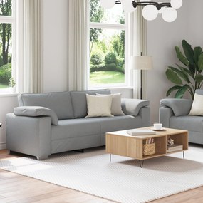 Set di divani a 2 pezzi con cuscini in tessuto grigio chiaro