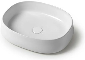 Lavabo da appoggio 50 cm ovale in ceramica bianco lucido Milos