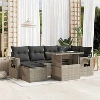 Set Divani da Giardino 7pz con Cuscini Grigio Chiaro Polyrattan 3268052