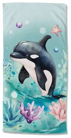 Telo mare da bambini blu in velluto 75x150 cm Splash – Good Morning