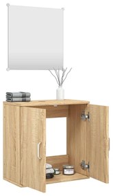 Set mobili da bagno 2 pz rovere in legno multistrato