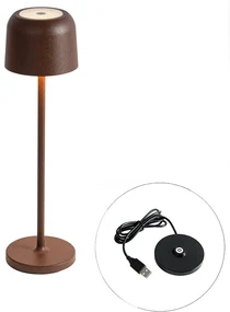 Lampada da tavolo ricaricabile a fungo ruggine incl. stazione di ricarica - Raika