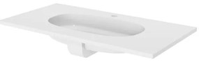 Lavabo a incasso rettangolare vasca centrale Icone L 49.0 x H 14.3 x P 91.0 cm in composito minerale di resina gelificata bianco lucido