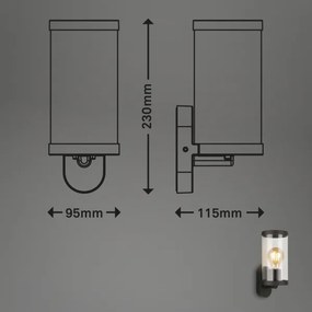 Briloner 3600-015 - Applique da esterno KAIRO 1xE27/12W/230V IP44 nero