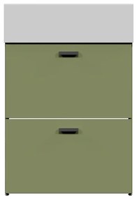 Mobile da bagno sotto lavabo Nobu verde opaco L 59 x H 71 x P 49 cm 2 ante, lavabo non incluso