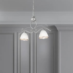 Lampadario a sospensione con catena RETRO 2xE27/60W/230V argento