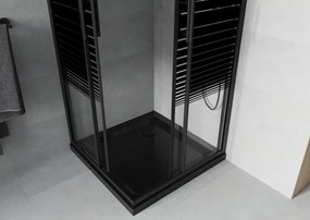 Mexen Rio cabina doccia quadrata 70 x 70 cm, strisce nere, nera + piatto doccia Flat, nero - 860-070-070-70-20-4070B