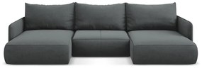 Divano angolare grigio allungabile/con contenitore Nanea – Makamii