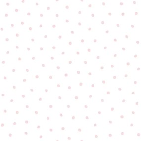 Carta da parati Precious Piccoli Pois rosa e bianco, 53 cm x 10.05 m