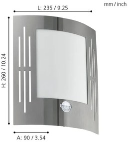 EGLO 88144 - Applique da esterno con sensore CITY 1xE27/15W