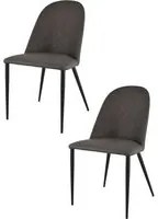 Set 2 sedie imbottite Jennifer Tommychairs, rivestite in finta pelle colore ippopotamo e gambe in ferro nero opaco