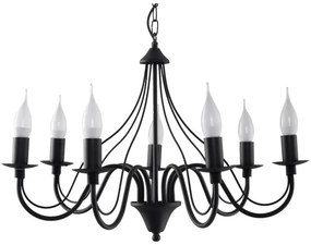 Lampadario a sospensione con catena MINERWA 7 7xE14/40W/230V nero