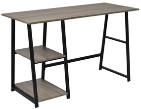 Scrivania con 2 ripiani grigio e rovere