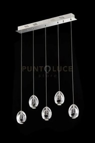 Lampada a sospensione golden egg, rettangolare 5 vetri cromo, led 2...