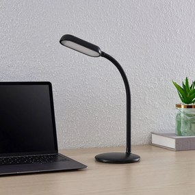 Prios Lampada da tavolo ricaricabile a LED Opira, nera, USB, touch dimmer