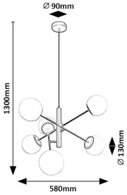 Rabalux 72194 - Lampadario a sospensione con filo MEDUZA 6xE14/20W/230V