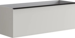 Mobile da bagno sospeso sotto lavabo Pixel 1 cassetto con frontale frame laccato opaco grigio pastello e maniglia alluminio nero opaco L120 x H40 x P45,5 cm